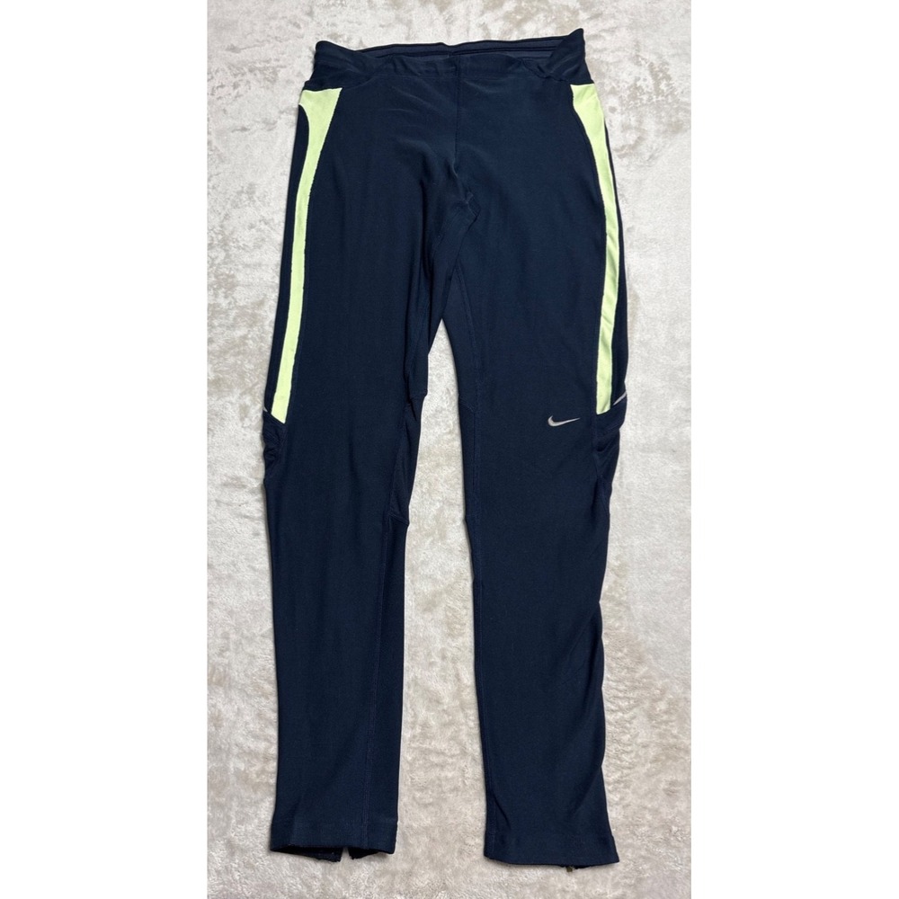 Vintage Nike FitDry Leggings Women's Medium Blue Zip Cuff Embroidered Logo